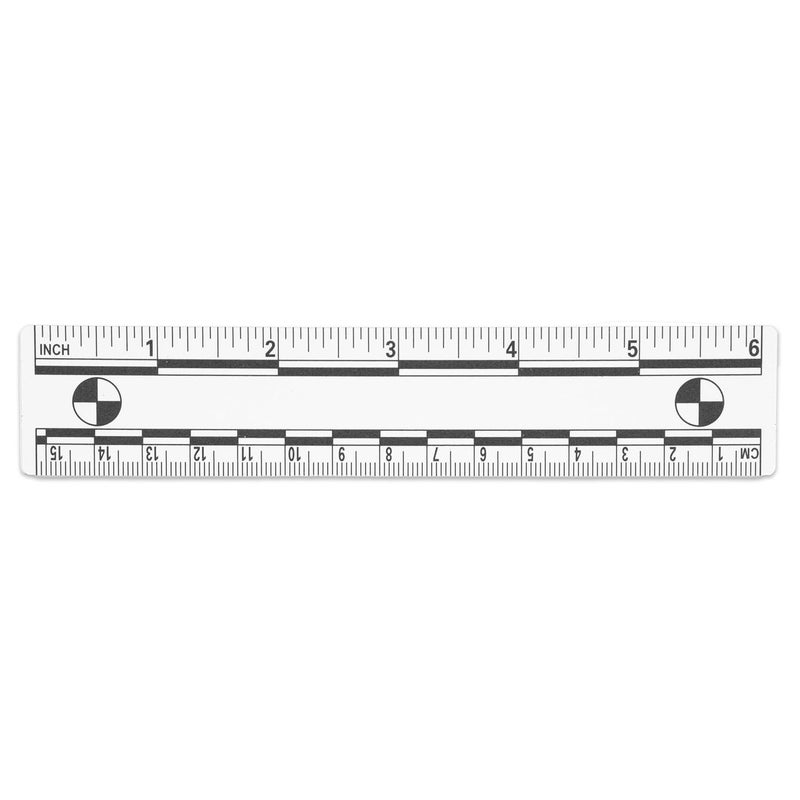 Crime Scene Professional Evidence Photography Scale, 10-Pack, 15cm/6inch Vinyl Rulers with Reference Circles, Dual Measurement (White) - Image 2